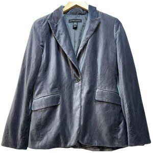New York & Company Womens Velvet Suit Blazer Jacket Size 8 Light Blue Casual